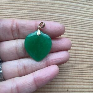 Vintage Jade heart/ Leaf Pendant